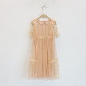 Zara Kids Girls Blush Pink Tulle Glitter Party Dress Size 8